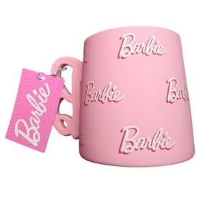Barbie Ceramic Mug Light Pink B Handle Logo Barbiecore Collectible 21oz NEW